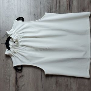 Ann Taylor Gathered Neck Top in Winter White